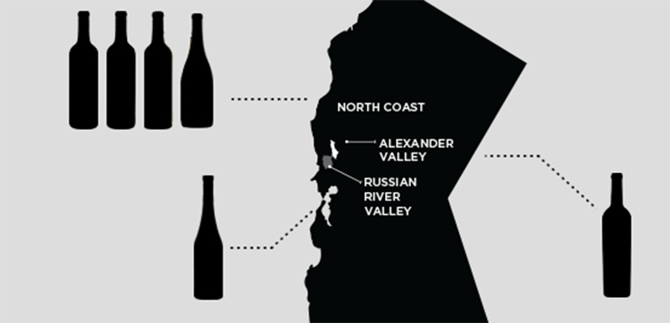 Chateau Souverain grapes map